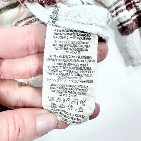 Free people fall colors plaid oversized lightweight flannel button down shirt XS - Picture 10 of 10